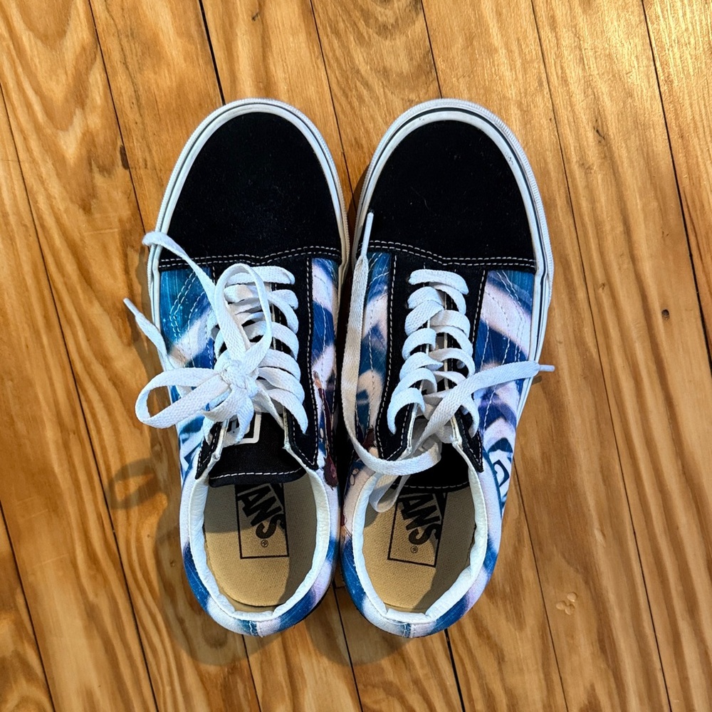 Vans Black and Blue Tie-Dye Sneakers Size 7 Women’s